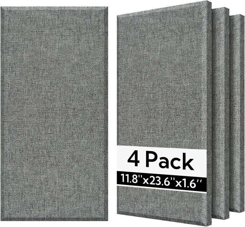 Olanglab Fiberglass Acoustic Wall Panels 4 Pack, 11.8'' x 23.6'' Sound Panels, Fabric Wrapped Sound Proof Panels for Walls (Dark Grey) - Image 1